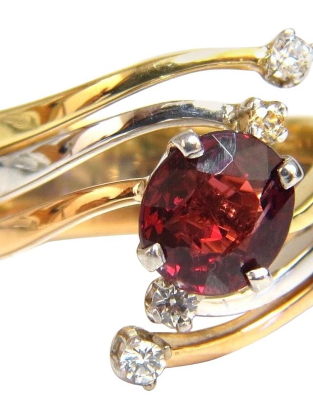 2.00ct Natural Blood Red Orange Spinel Diamonds Bypass Ring 14kt*